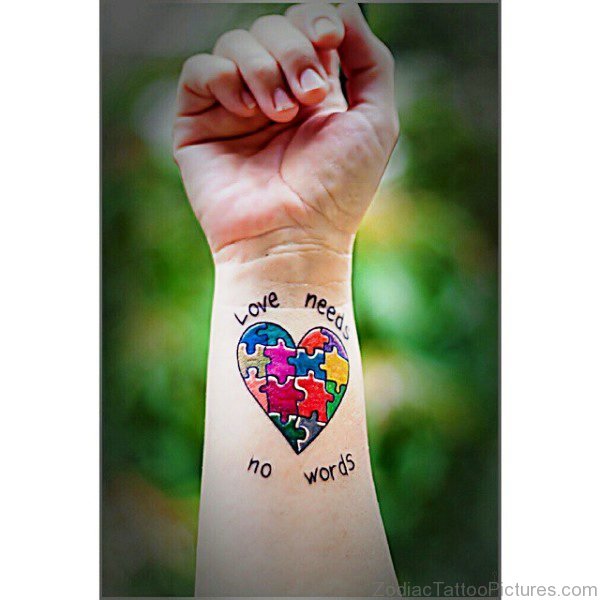Autism Heart Shaped Tattoo Design