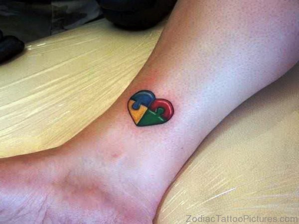 Autism Heart Shaped Tattoo On Wrist