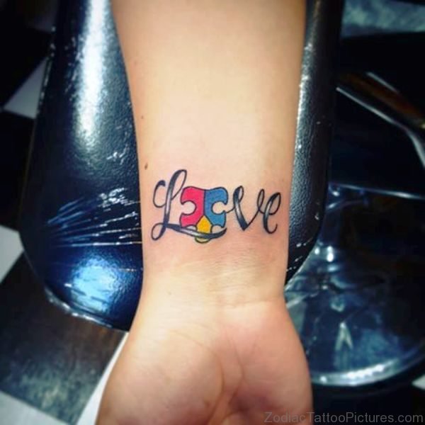Autism Love Tattoo Design On Wrist