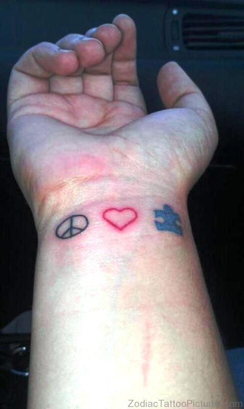 Autism With Heart Design Tattoo