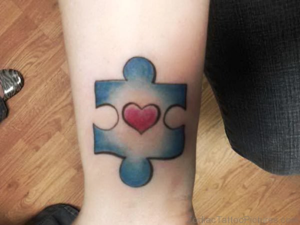 Autism With Heart Tattoo On Wrist