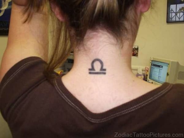 Awesome Libra Tattoo On neck