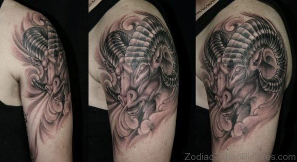 Awesome Aries Shoulder Tattoo 