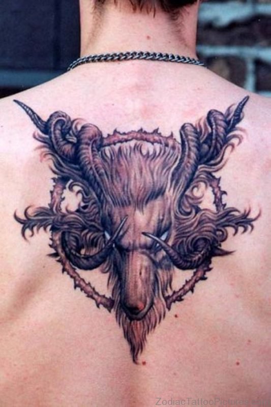 Awesome Aries Tattoo On Back For Men