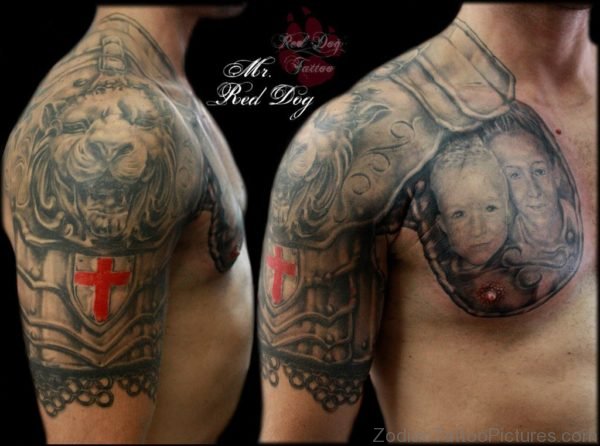 Awesome Armor Tattoo On Chest