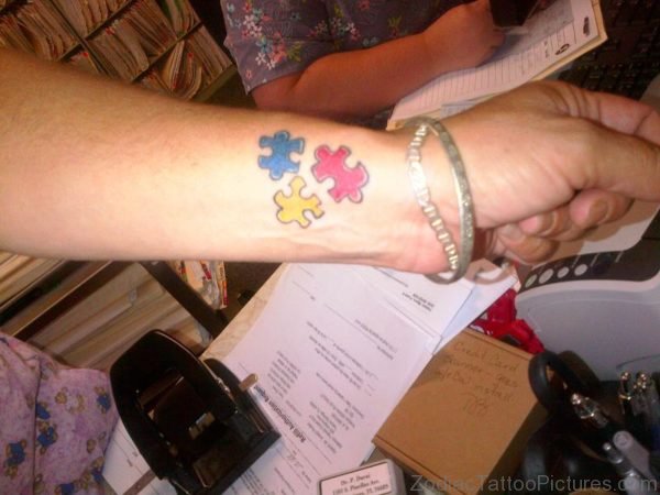 Awesome Autism Tattoo On Wrist 