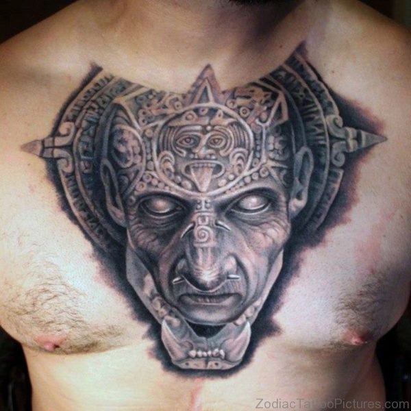 Awesome Aztec Tattoo On Chest