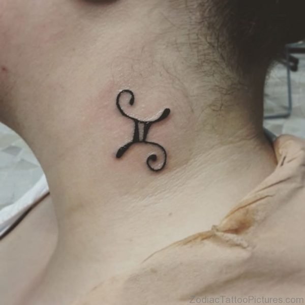 Awesome Gemini Tattoo Design On Neck