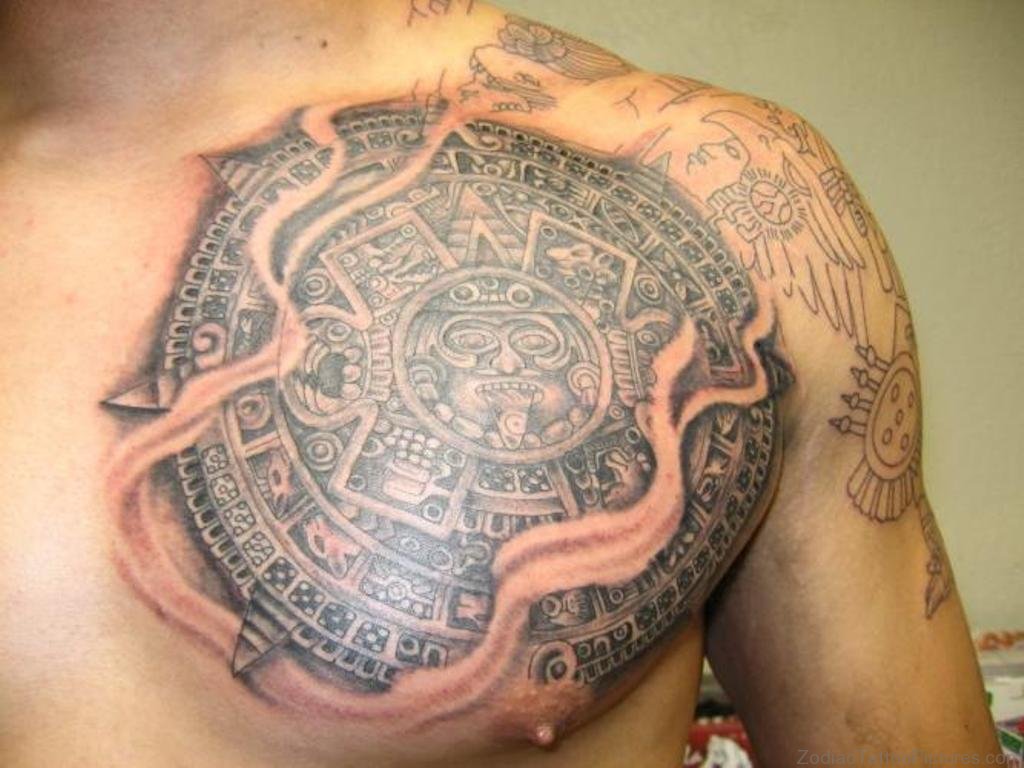 aztec chest tattoos designs