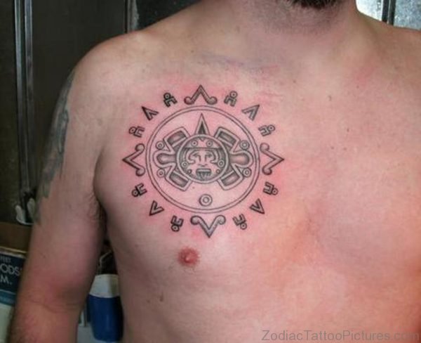 Aztec Calendar Tattoo On Chest