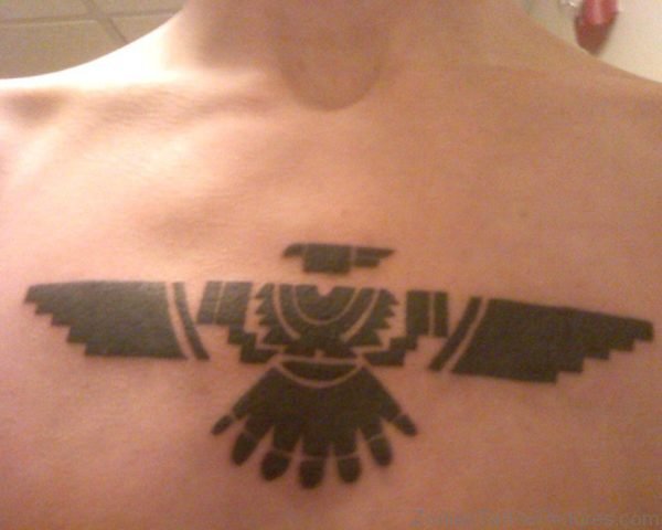 Aztec Eagle Tattoo On Chest
