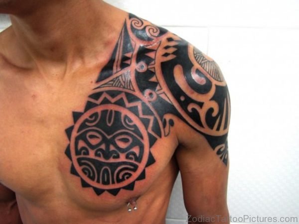 Aztec Tribal Chest Tattoo