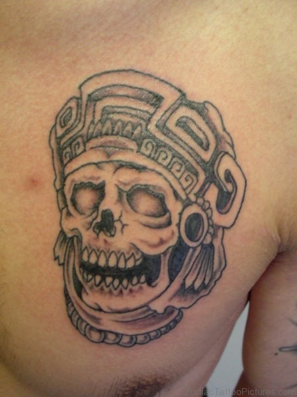 Aztec Warrior Tattoo On Ches