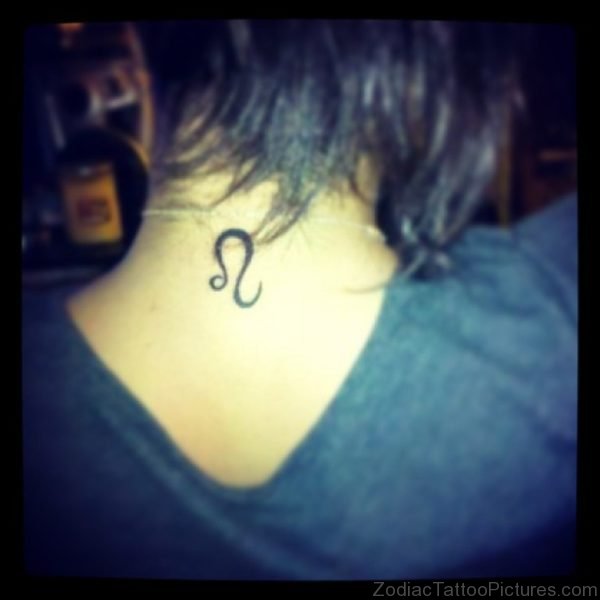 Back Neck Leo Zodiac Sign Tattoo