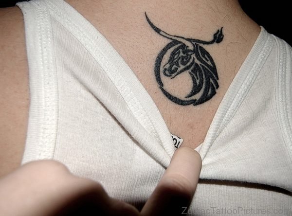 Back Neck Taurus Zodiac Tattoo
