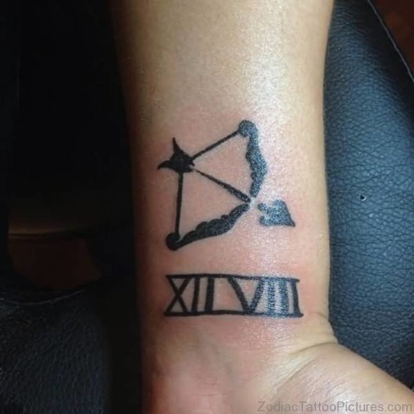 Beautiful Sagittarius Bow And Arrow Tattoo On Wrist 