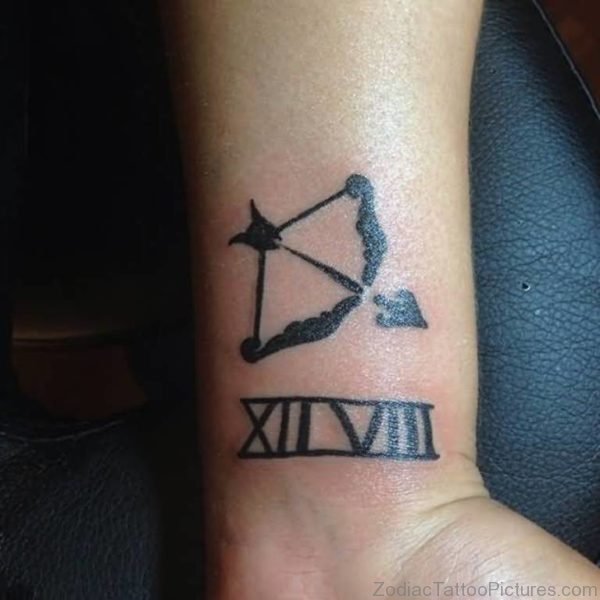 Beautiful Sagittarius Bow And Arrow Tattoo On Wrist