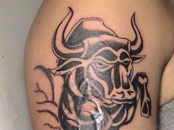 Big Taurus Tattoo On Shoulder For Men
