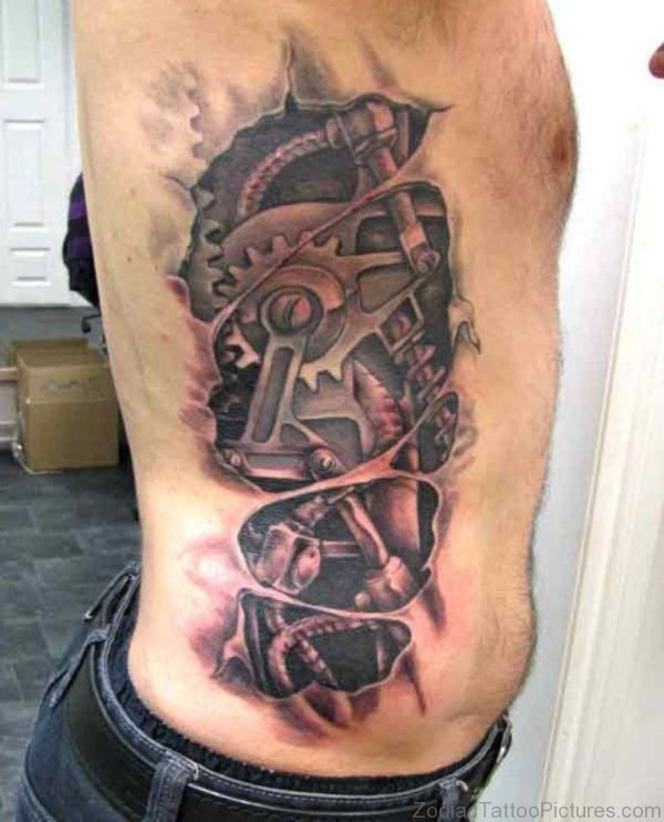 Biomechanical Tattoo On Rib