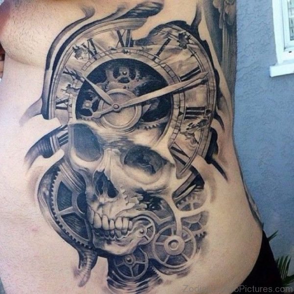 Biomechanical Tattoo On Rib Side For Men