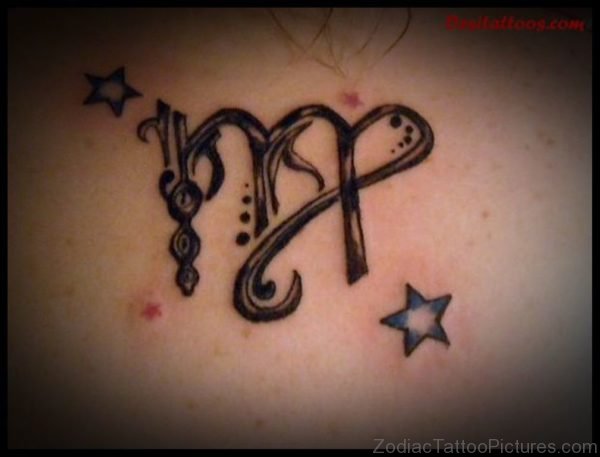 Black Designer Virgo Shoulder Tattoo 