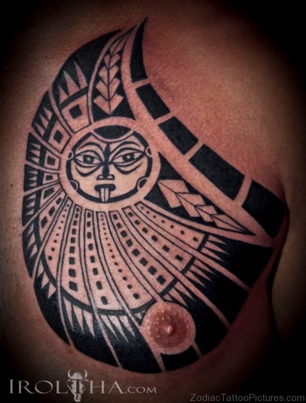Black Ink Aztec Tattoo