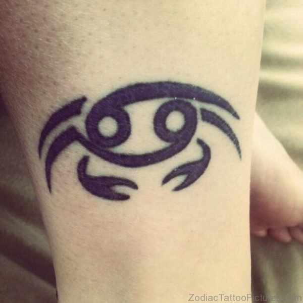Black Ink Cancer Zodiac Tattoo