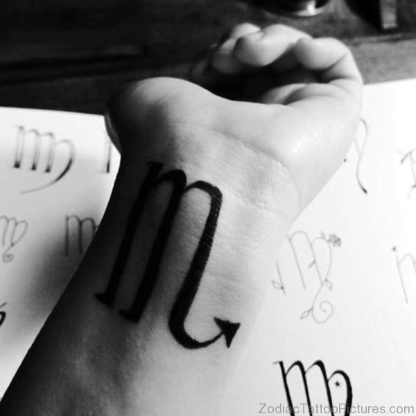 Black Ink Virgo Symbol Tattoo