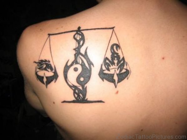 Black Libra Tattoo On Back