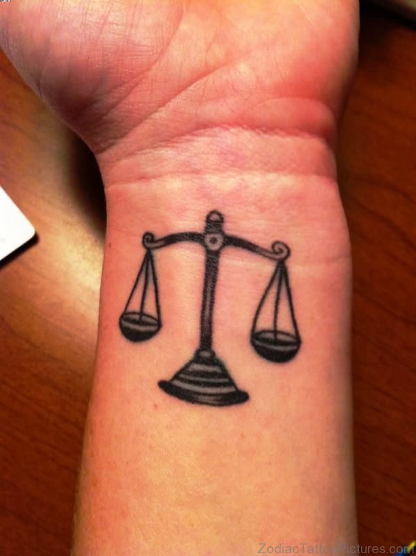 Black Libra Wrist Tattoo 