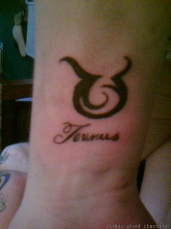 Black Taurus Tattoo On Wrist For Guys