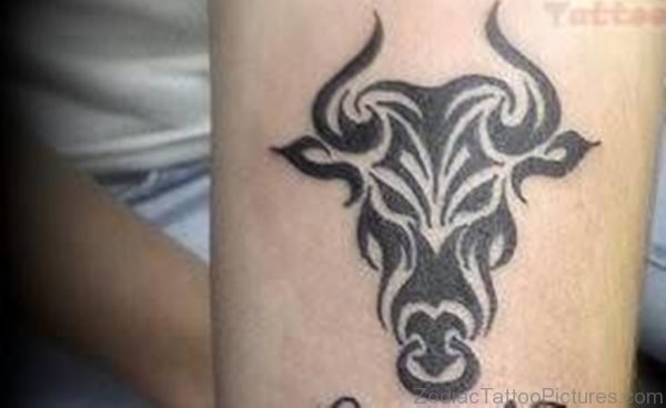 Black Tribal Taurus Tattoo