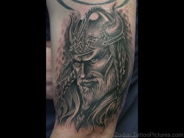 Black Viking Tattoo On Bicep