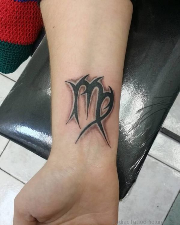 Black Virgo Tattoo On Wrist