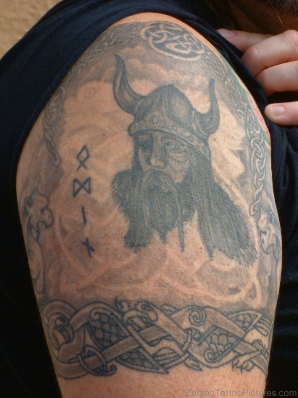 Black Warrior Tattoo On Shouder