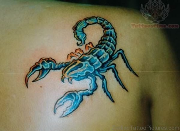 Blue Color Scorpion Tattoo