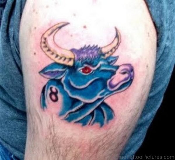 Blue Taurus Bull Tattoo