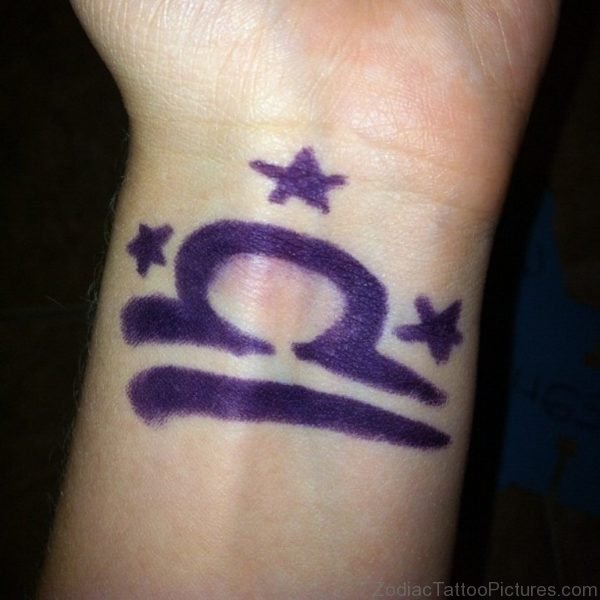 Blue l Zodiac Libra Tattoo On Wrist