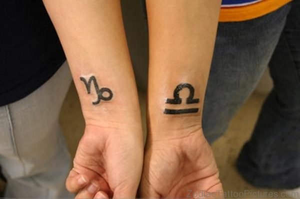 Brilliant Libra Zodiac Tattoo On Wrist For Boys