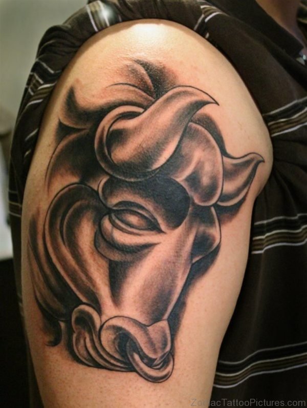 Bull Tattoo On Shoulder