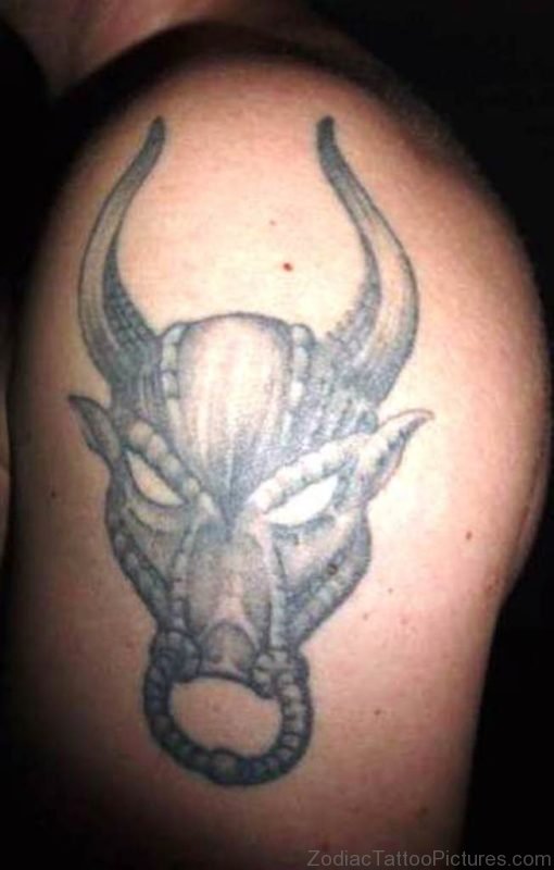 Bull Taurus Zodiac Tattoo For Shoulder