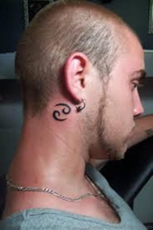 Cancer Zodiac Symbol Tattoo On Side Neck