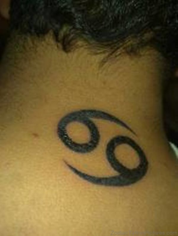Cancer Zodiac Tattoo On Back Neck