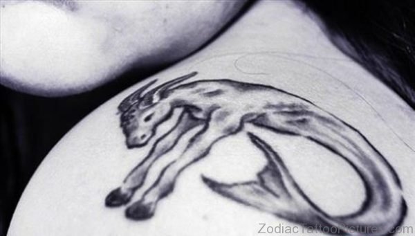 Capricon Zodiac Shoulder Tattoo