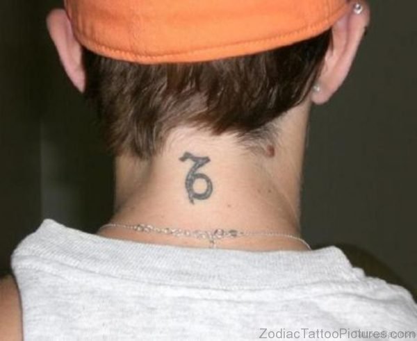 Capricorn Tattoo On Neck Back