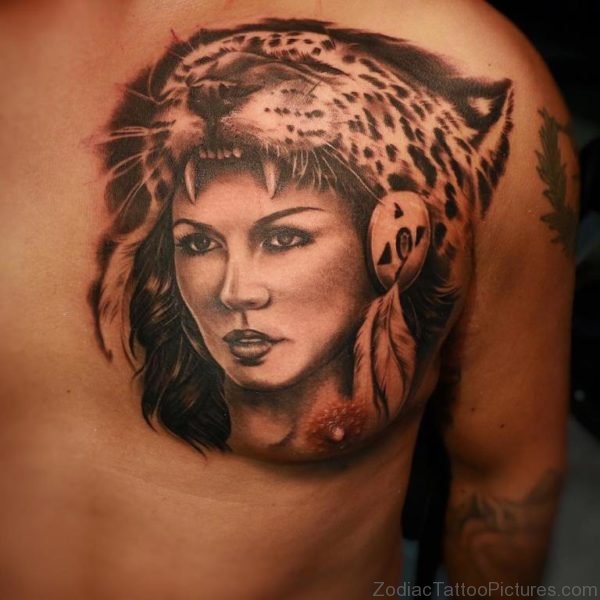 Cheetah Head Dress Aztec Tattoo