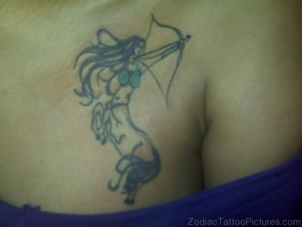 Chest Sagittarius Tattoo For Girls 