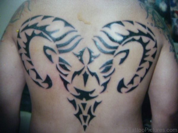 Classic Aries Tattoo On Back