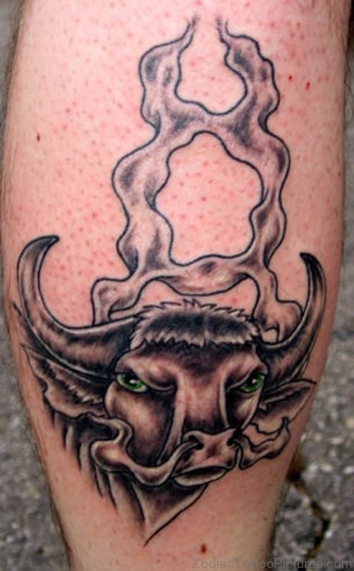 Classic Taurus Tattoo On Leg