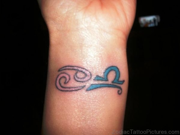 Colored Libra Tattoo On Wrist 